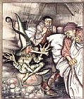Arthur Rackham Paintings - King of the Golden River The Old Gentleman Reclined on a Globe by Arthur Rackham